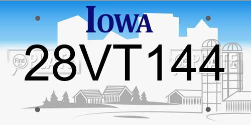 28VT144 Iowa License Plate