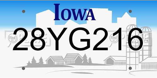 28YG216 Iowa License Plate