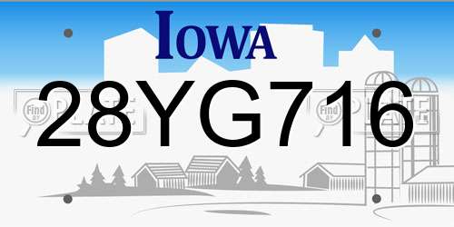 28YG716 Iowa License Plate