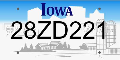 28ZD221 Iowa License Plate