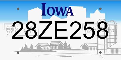 28ZE258 Iowa License Plate