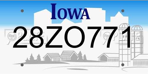 28ZO771 Iowa License Plate