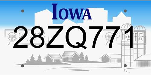 28ZQ771 Iowa License Plate