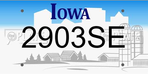 2903SE Iowa License Plate