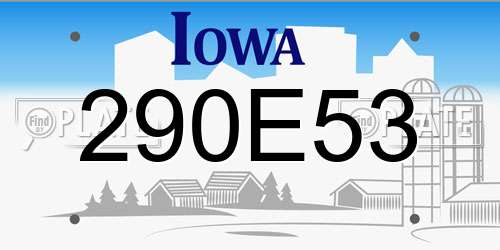 290E53 Iowa License Plate