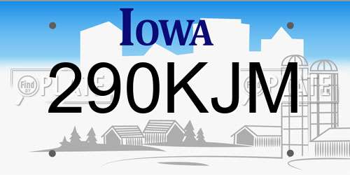 290KJM Iowa License Plate