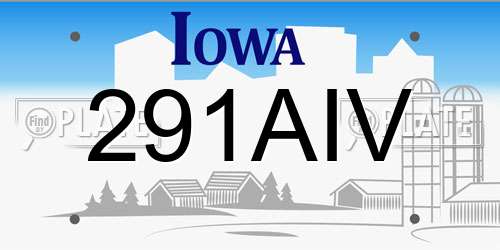 291AIV Iowa License Plate