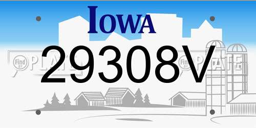29308V Iowa License Plate