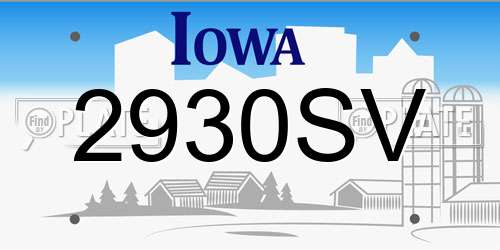 2930SV Iowa License Plate