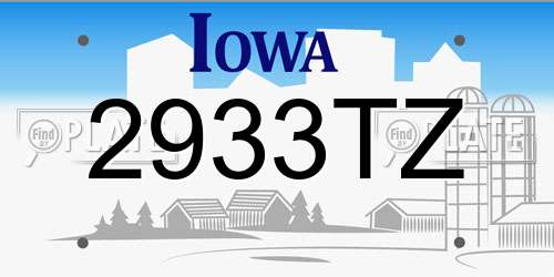 2933TZ Iowa License Plate