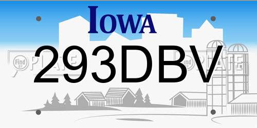 293DBV Iowa License Plate