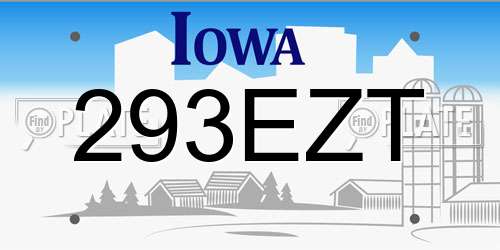 293EZT Iowa License Plate