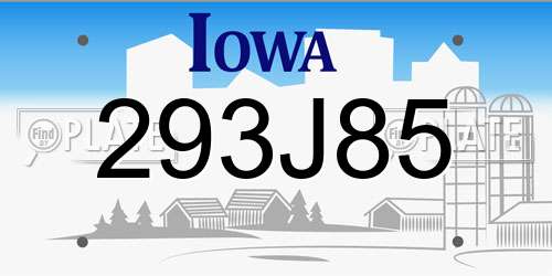 293J85 Iowa License Plate