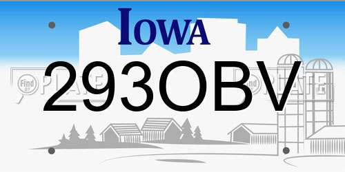 293OBV Iowa License Plate