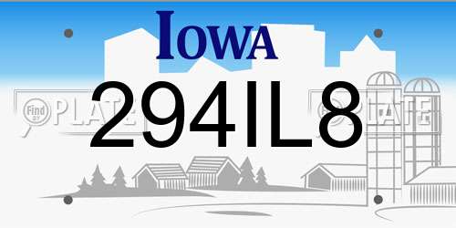 294IL8 Iowa License Plate