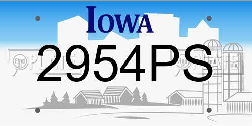 2954PS Iowa License Plate