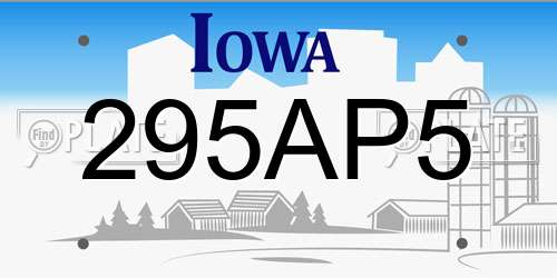 295AP5 Iowa License Plate