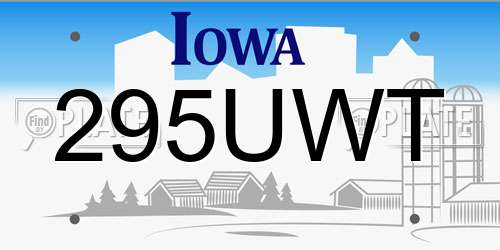 295UWT Iowa License Plate