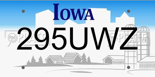 295UWZ Iowa License Plate