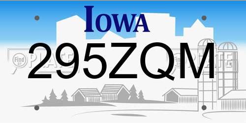 295ZQM Iowa License Plate