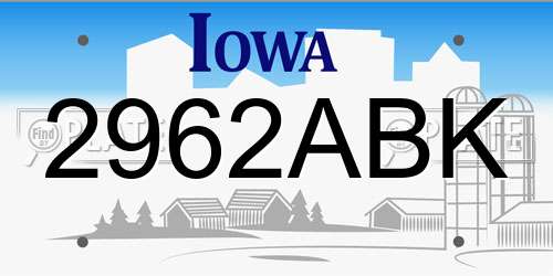 2962ABK Iowa License Plate