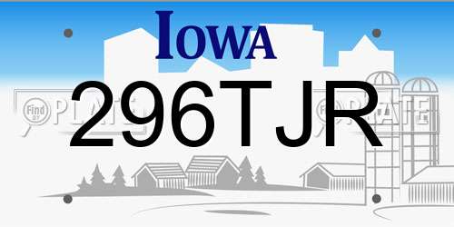 296TJR Iowa License Plate