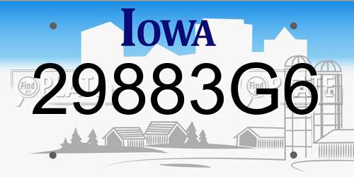 29883G6 Iowa License Plate