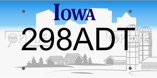 298ADT Iowa License Plate