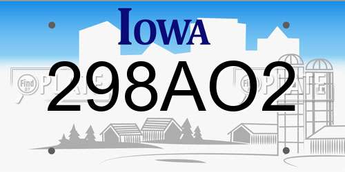 298AO2 Iowa License Plate
