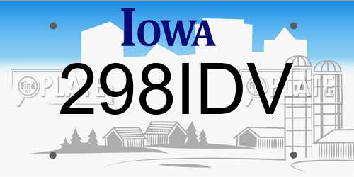 298IDV Iowa License Plate