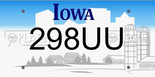 298UU Iowa License Plate