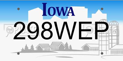 298WEP Iowa License Plate