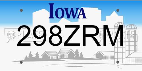 298ZRM Iowa License Plate