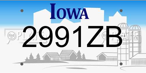 2991ZB Iowa License Plate