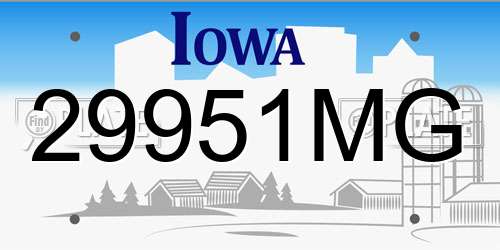 29951MG Iowa License Plate