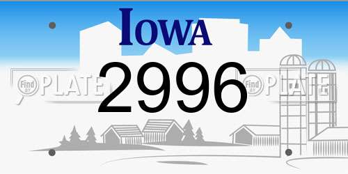 2996 Iowa License Plate