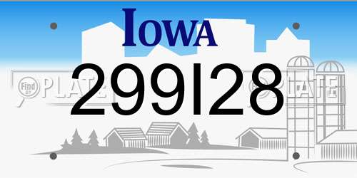 299I28 Iowa License Plate