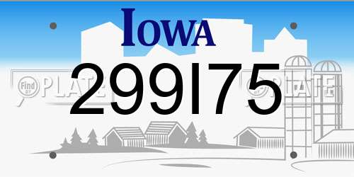 299I75 Iowa License Plate