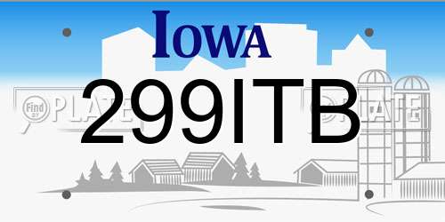 299ITB Iowa License Plate