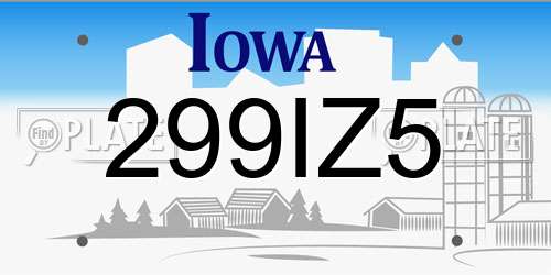 299IZ5 Iowa License Plate