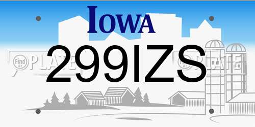299IZS Iowa License Plate