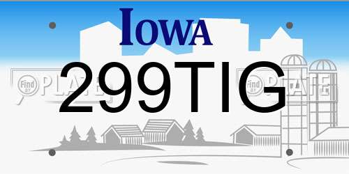 299TIG Iowa License Plate