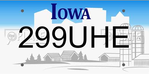 299UHE Iowa License Plate