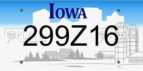 299Z16 Iowa License Plate