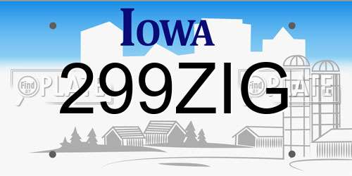 299ZIG Iowa License Plate