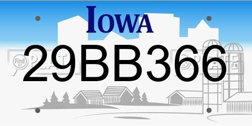 29BB366 Iowa License Plate