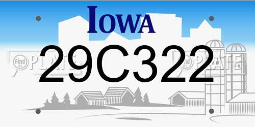 29C322 Iowa License Plate