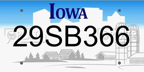 29SB366 Iowa License Plate