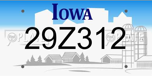 29Z312 Iowa License Plate