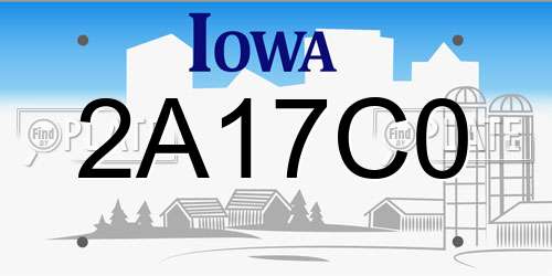 2A17C0 Iowa License Plate